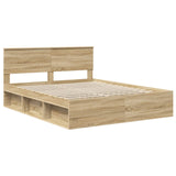 Bed Frame with Headboard Sonoma 160 x 200 cm Solid Pine Wood 3410575