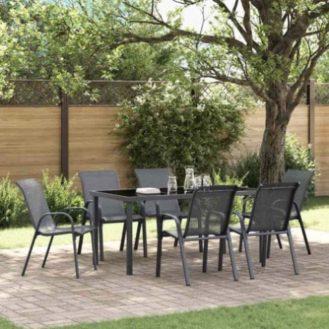 Stackable Garden Chairs 6 pcs Grey Textilene Fabric 318784