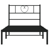 Metal Bed Frame without Mattress with Headboard Black 80x200cm 355454