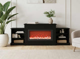 Electric Fireplace Black Oak 140 x 30 x 67 cm Engineered wood 8021144