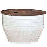 Coffee Table Solid Reclaimed Wood White Barrel Shape 245254