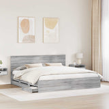 Bed Frame with Drawer Grey Sonoma 200 x 200 cm Engineer Wood 3410677