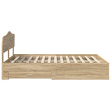 Bed Frame with Drawer Sonoma Oak 140 x 190 cm Engineered Wood 3413195