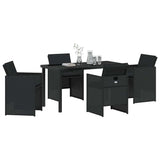 Garden Dining Set with Cushion 5 pcs Black Poly Rattan 3379945