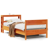 Bed Frame without Mattress Wax Brown 90x200 cm Solid Wood Pine 3306197