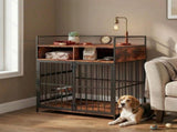 Dog Crate Furniture, Dog Cage with Rotatable Feeding Station and Storage Shelves, End Side Table T3398P551712