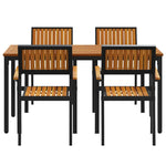Garden Dining Set 5 pcs Black and brown 150 x 90 x 75 cm 3284415