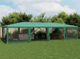 Party Tent with 12 Mesh Sidewalls Green 8x4 m HDPE 4010073