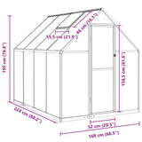 Greenhouse with Base Frame Green 224x169x195 cm Aluminium 4005835