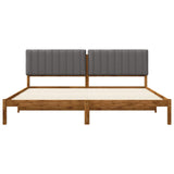 Bed Frame with Upholstered Headboard Natural and Light Grey 3405072