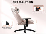 Fabric Gaming Chair with Lumbar Support, Headrest - Pale Pink T3398P377423
