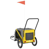 Pet Bike Trailer Yellow and Grey Oxford Fabric and Iron 93896