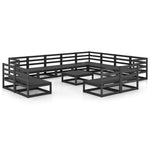 ZNTS 13 Piece Garden Lounge Set Black Solid Pinewood 3075903