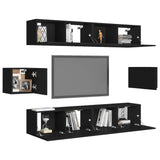 ZNTS 6 Piece TV Cabinet Set Black Engineered Wood 3078788