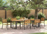 Garden Dining Set 7 pcs Black Solid Acacia Wood 3365466