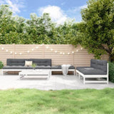 6 Piece Garden Lounge Set White Solid Wood Pine 3186614