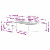 Bed Frame with Drawer Artisan Oak 90 x 200 cm Engineered Wood 3333988