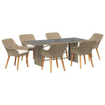 Garden Dining Set with Cushion 7 pcs Beige Poly Rattan 3261629