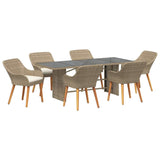 Garden Dining Set with Cushion 7 pcs Beige Poly Rattan 3261629