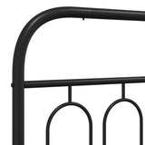 Metal Bed Frame without Mattress with Headboard Black 107x203cm 377113
