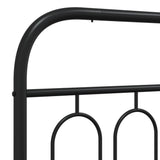 Metal Bed Frame without Mattress with Headboard Black 135x190cm 377116