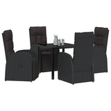Garden Dining Set with Cushion 5 pcs Black Poly Rattan 3379528