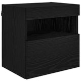 TV Wall Units with LED Black Oak Engineered Wood 3402982