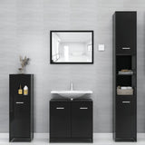 ZNTS 3 Piece Bathroom Furniture Set Black Engineered Wood 3056908