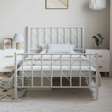 Metal Bed Frame without Mattress with Footboard White 100x200cm 374499