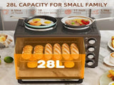 28L Mini Oven with 2 Hot Plates, Countertop Toaster Oven, Grill, Roast, Bake, Boil, with Timer, T3398P344222