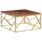 Coffee Table Gold Stainless Steel and Solid Sleeper Wood 349950