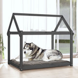 Dog Bed Grey 111x80x100 cm Solid Wood Pine 822219