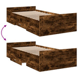 Bed Frame with Drawers without Mattress Smoked Oak 100x200 cm 3280332