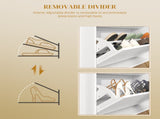 12 Shoe Storage Cabinet, with Chevron Indents and Gold Tone Accents - White T3398P330362