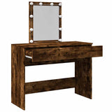 Dressing Table with LED Smoked Oak 100x40x130 cm 848196