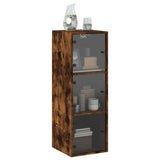 Wall Cabinet with Glass Doors Smoked Oak 35x37x100 cm 836487