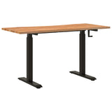 Desk Black and Light Brown 140 x 60 cm Solid Oak Wood 3426554