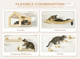 8 Piece Cat Shelves Set, with Cat House, Three Perches, Three Scratching Posts T3398P349937