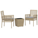 Garden Bistro Set 3 pcs Beige Poly rattan 3334958