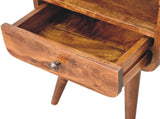 Solid Wood Mini Chestnut Curve Open Bedside, 1 Drawer and Open Shelf, Dark Brown B2743P402924