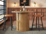 Round bar table with storage, 91.6cm high standing table with cabinet, MDF wood look, load capacity N639P442895D