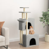 Cat Tree with Sisal Scratching Posts Light Grey 122 cm 172053