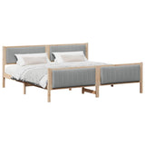 Bed frame Brown and light grey 200 x 200 cm Solid pine wood 3394298