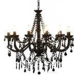 Chandelier with Beads Black 12 x E14 Bulbs 281609