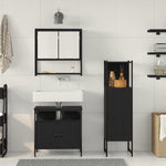 Bathroom Furniture Set with Door 3 pcs Black 33 x 33 x 120.5 cm 3334378