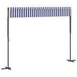 Free Standing Awning Blue and White 400x300 cm Fabric and Steel 368932