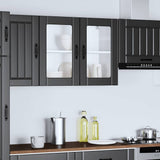 Kitchen Wall Cabinet with Glass Door Lucca Black Engineered Wood 853848