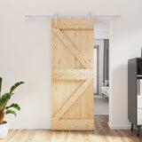 Sliding Door Natural and White 80 x 210 cm Solid Pine Wood 3444931