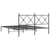 Metal Bed Frame without Mattress with Headboard Black 150x200cm 376504