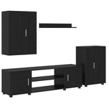TV Cabinet Set Wall-mounted 4 pcs Black Oak Engineered wood 3397897